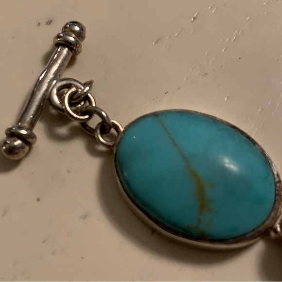 925 Silver Turquoise Bracelet with Vintage Charm - Picture 3 of 5